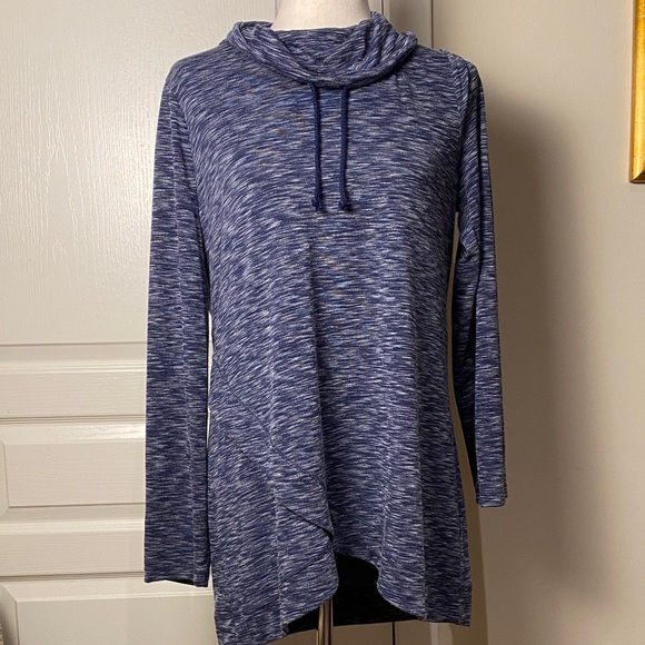 Chico's Tops - Chico's Blue Heather Cowl Neck Sweatshirt, Size 1 (M)